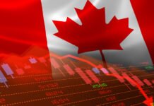 Canadian Transport Minister: Economy Can’t Withstand More Supply Chain Disruptions Canadian flag with stock ticker at the bottom